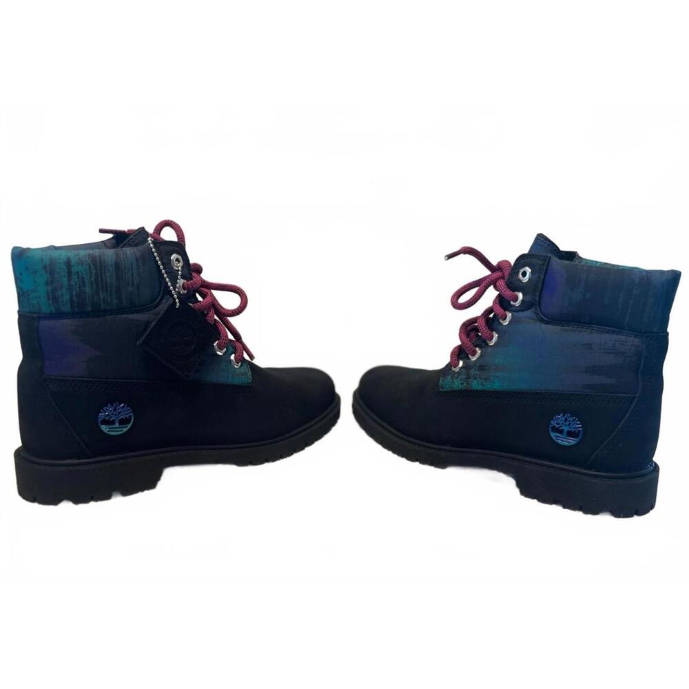 Timberland Women’s Lace-Up Boots Black with Teal Accent - Picture 2 of 4